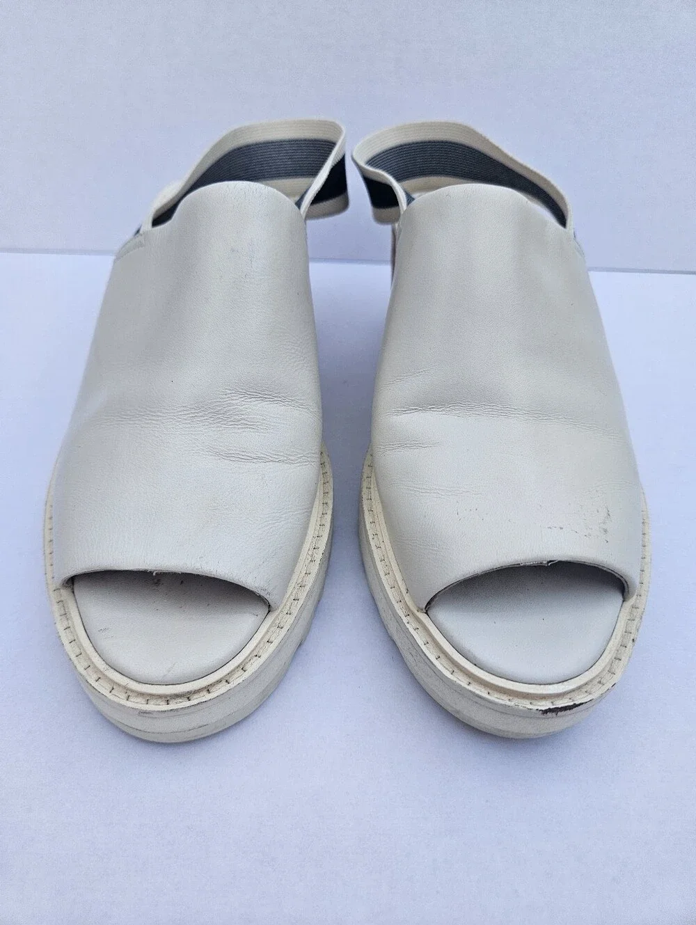 Cecelia New York White Leather Platform Wedge Sandals - Size 6.5